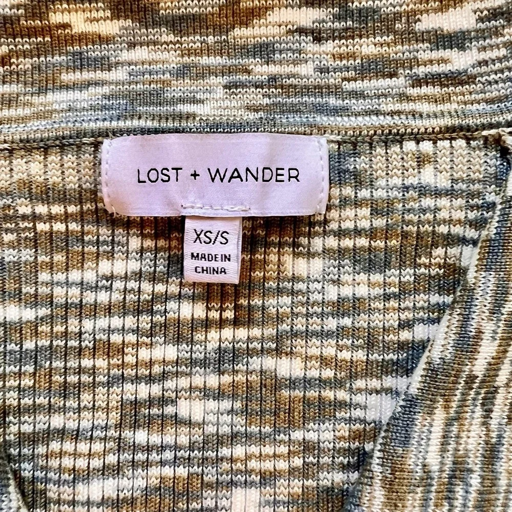 Lost + Wander Y2K Style Long Sleeve Fitted Knit Top Marled Design Sz XS/S  NWOT‎